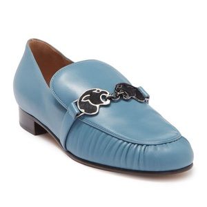 New Valentino Garavani Blue Leather Calf Hair Bit Loafer size 36